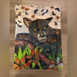 French all-wool jacquard shawl scarf